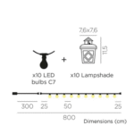 ⁦גרילנדה CHELSEA אורך 8 מטר מוגן מים עם חיבור לחשמל צבע שחור⁩ – תמונה ⁦2⁩