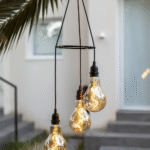 מנורת תלייה CHIARA סולארי שחור 3 נורות לד "פחם" כולל שלט להפעלה